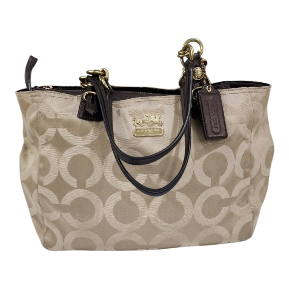 Coach Mia Op Art Lurex Sateen Tote Handbag Medium Size - Picture 5 of 17